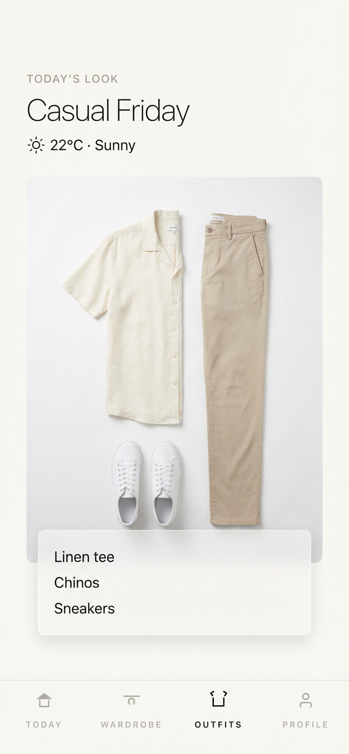 Kledd outfit suggestion screen